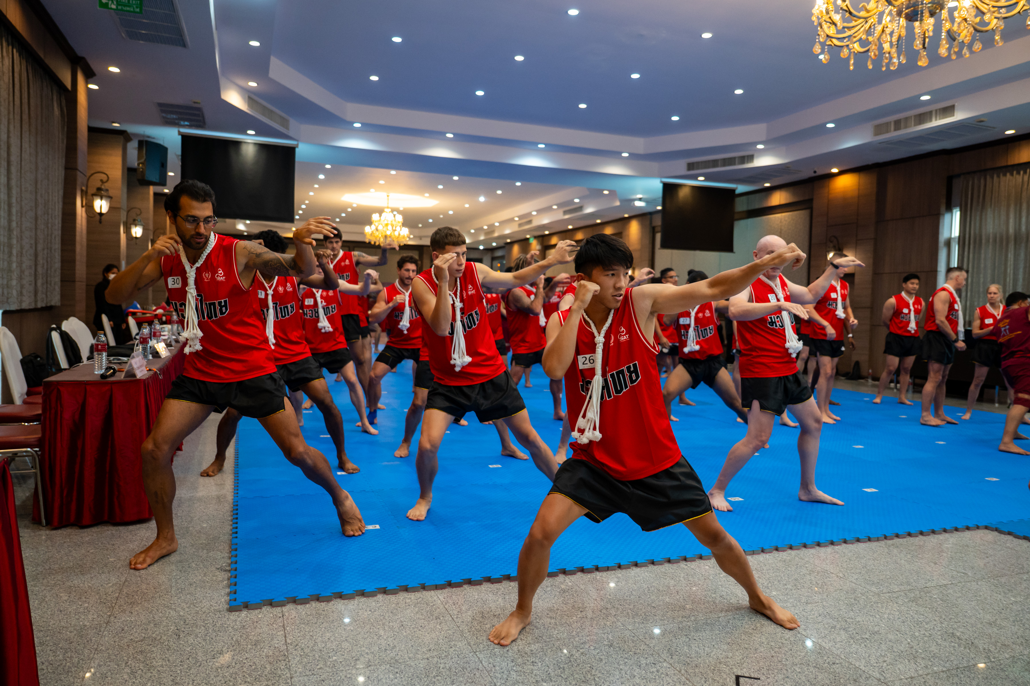 Wide Muay Thai group training class