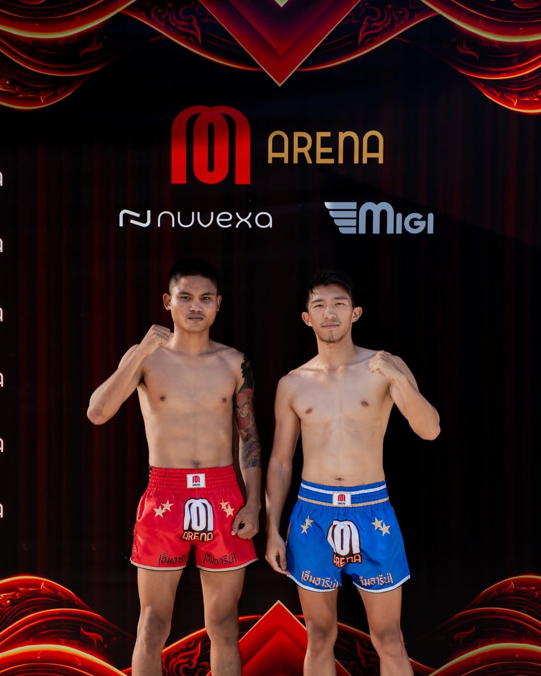 Muay Thai weigh-in faceoff